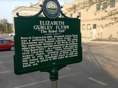 Historical marker honoring the life of Elizabeth Gurley Flynn