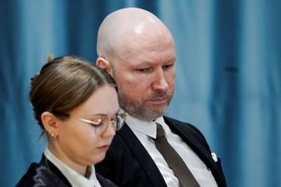 FILE PHOTO: Anders Behring Breivik attends a court hearing at Ringerike prison, in Tyristrand